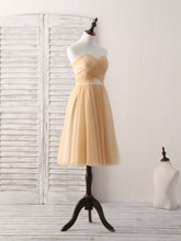 Simple Tulle Champagne Short Prom Dress Tulle Bridesmaid Dress